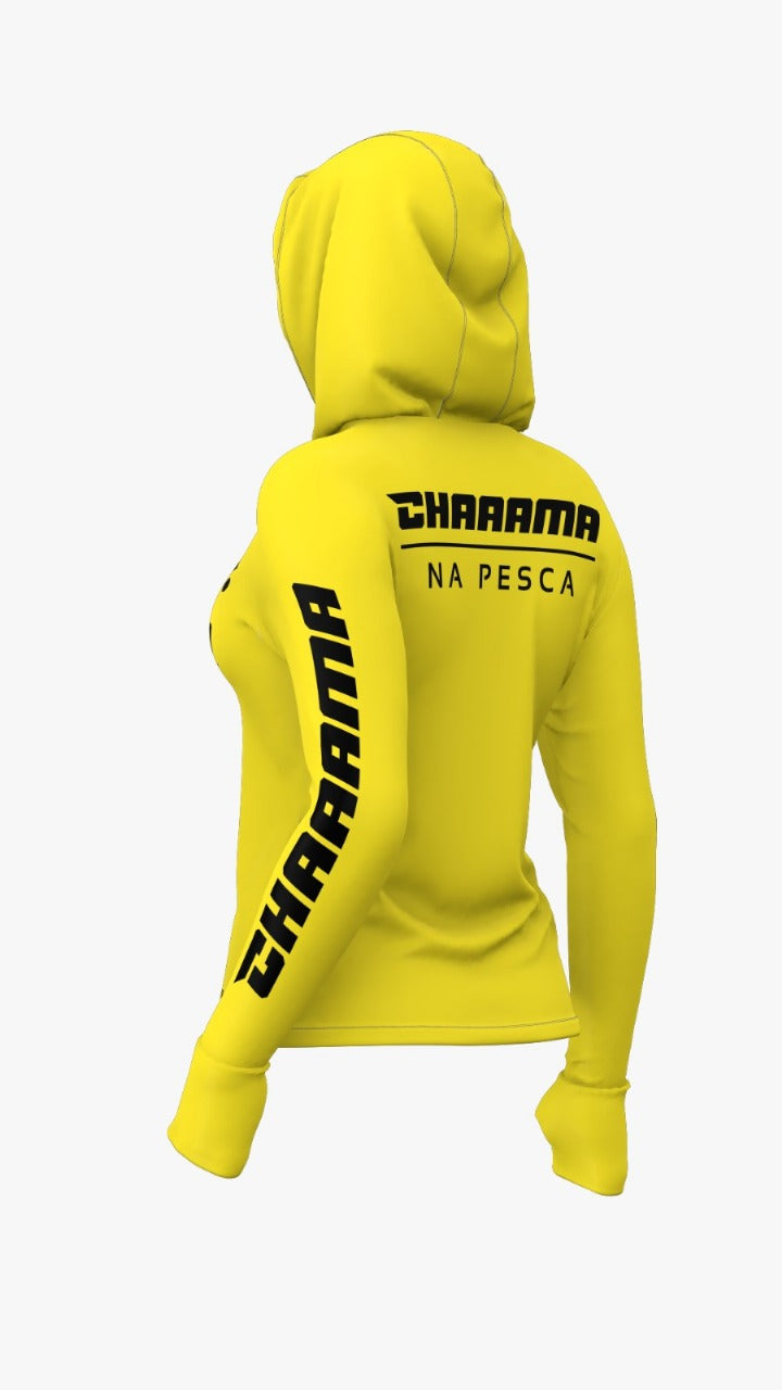 CAMISETA COM CAPUZ FEMININO - AMARELO