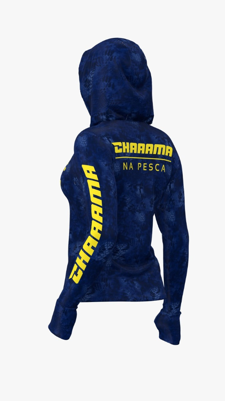 CAMISETA COM CAPUZ FEMININO - MARINHO