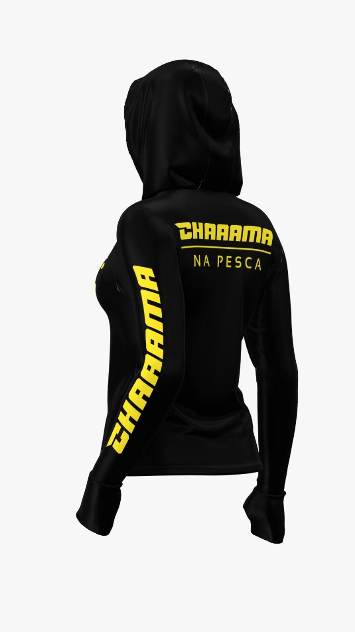 CAMISETA COM CAPUZ FEMININO - PRETO