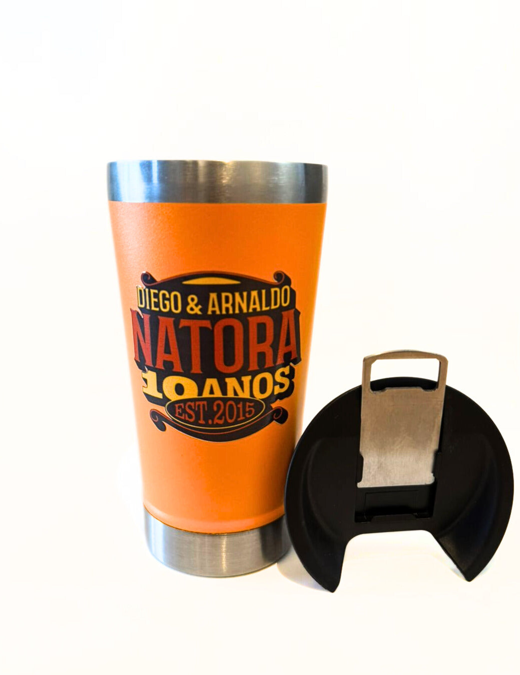 COPO TÉRMICO 500ML COM TAMPA E ABRIDOR - NATORA - LARANJA