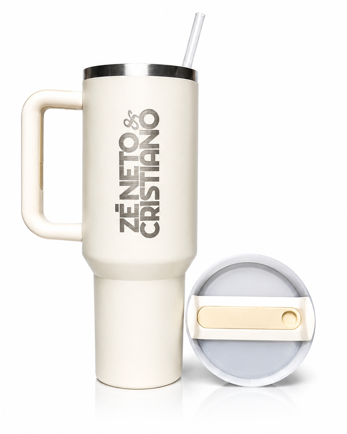 CANECA TÉRMICA 1.2LT - COM TAMPA E CANUDO - COR BRANCO