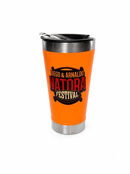 COPO TÉRMICO 500ML COM TAMPA E ABRIDOR - NATORA - LARANJA