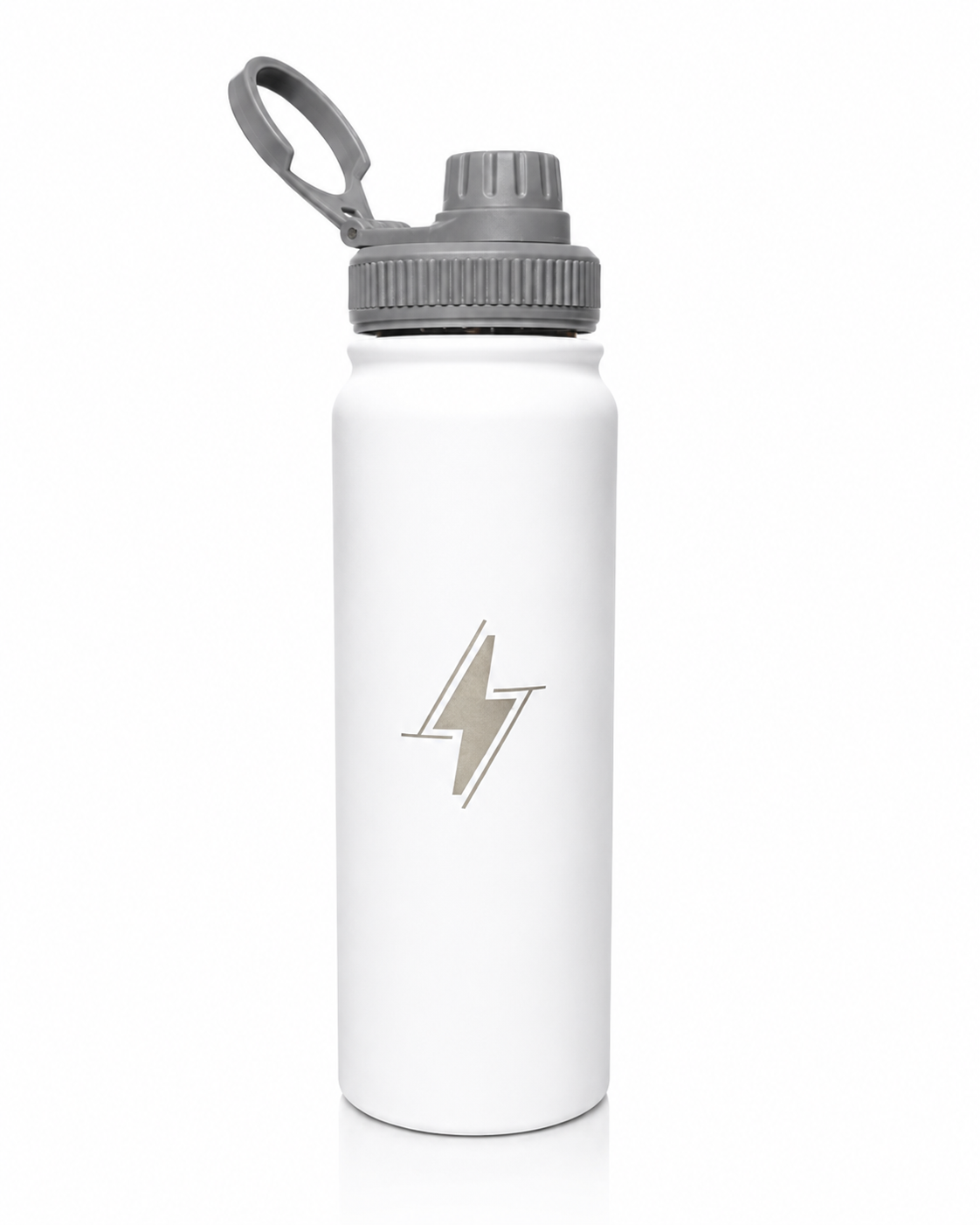 GARRAFA TÉRMICA INOX 570ML - COM TAMPA ROSQUEÁVEL -  COR BRANCO