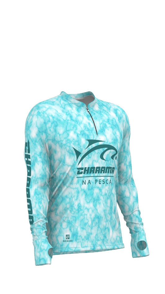 CAMISETA MASCULINA - ÁGUA CRISTALINA AZUL MÁRMORE CLARO