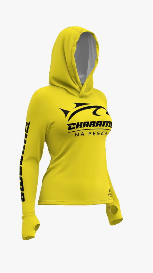 CAMISETA COM CAPUZ FEMININO - AMARELO