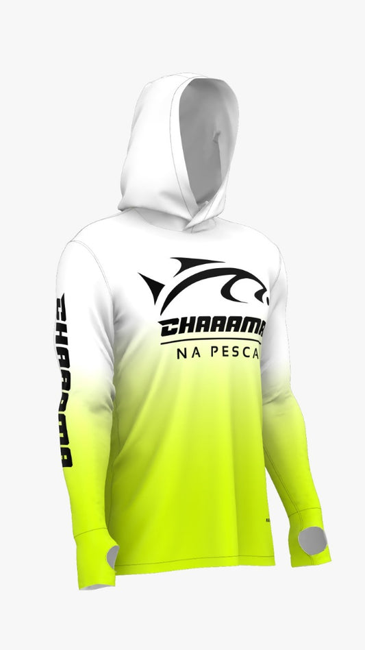 CAMISETA COM CAPUZ MASCULINO - BRANCO NEON