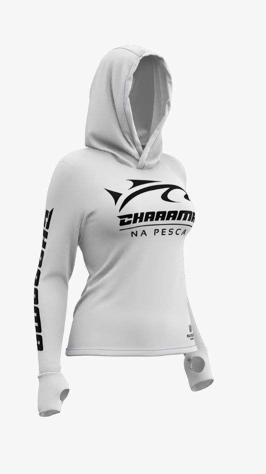 CAMISETA COM CAPUZ FEMININA - BRANCO
