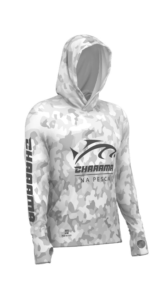 CAMISETA COM CAPUZ MASCULINO - CAMUFLAGEM POLAR CINZA