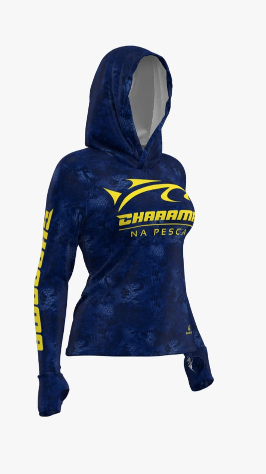CAMISETA COM CAPUZ FEMININO - MARINHO