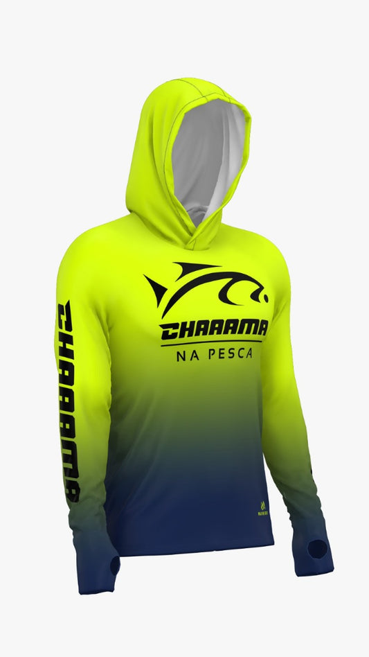 CAMISETA COM CAPUZ MASCULINO - NEON MARINHO