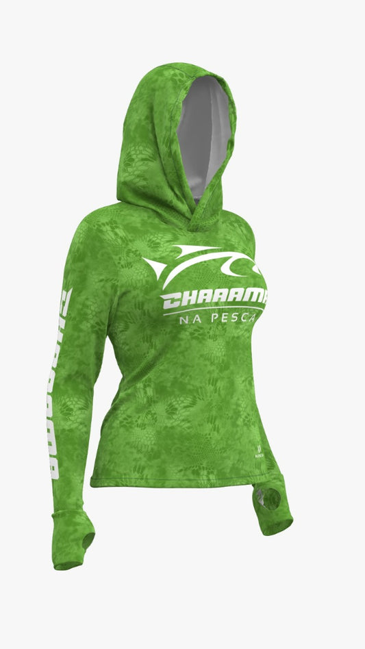 CAMISETA COM CAPUZ FEMININO - VERDE