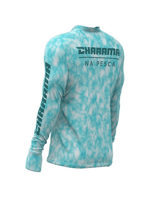 CAMISETA MASCULINA - ÁGUA CRISTALINA AZUL MÁRMORE CLARO