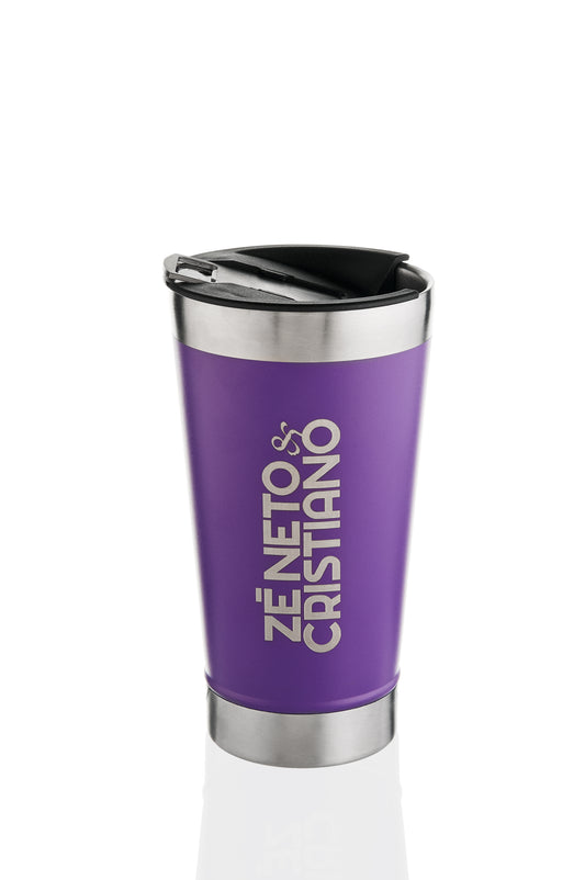 COPO TÉRMICO 500ML COM TAMPA E ABRIDOR - COR ROXO