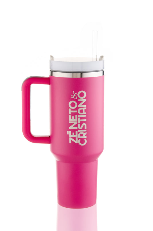 CANECA TÉRMICA 1.2LT - COM TAMPA E CANUDO - COR PINK