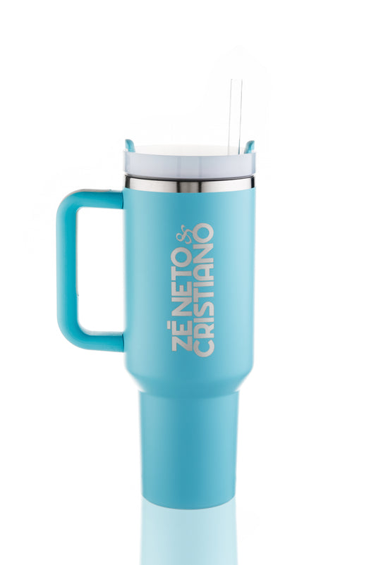 CANECA TÉRMICA 1.2LT - COM TAMPA E CANUDO - COR AZUL