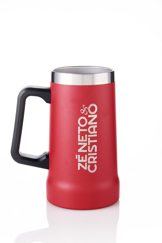 CANECA TÉRMICA INOX 700ML COM ALÇA - COR VERMELHO