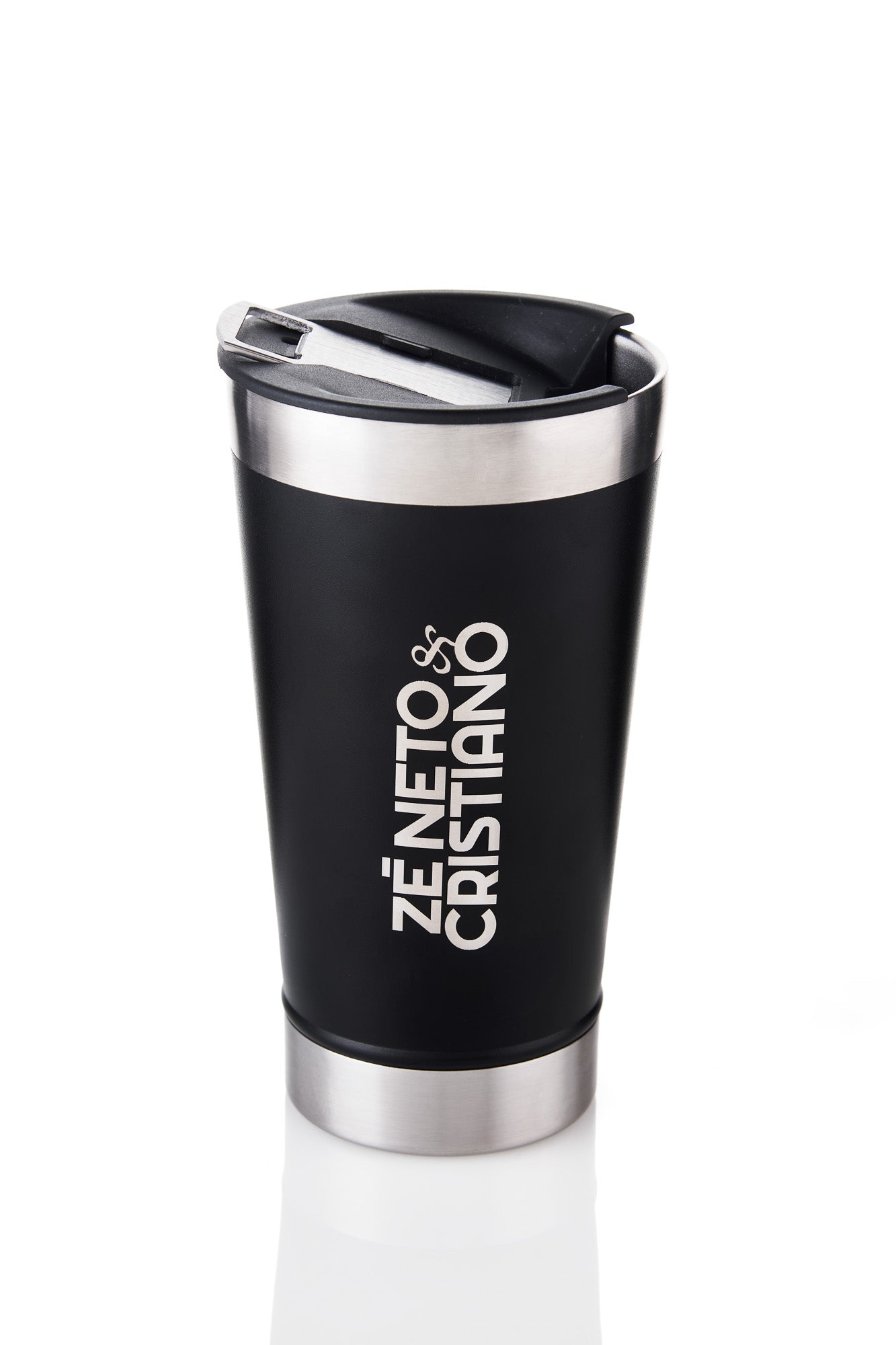 COPO TÉRMICO 500ML COM TAMPA E ABRIDOR - COR PRETO