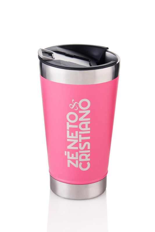 COPO TÉRMICO 500ML COM TAMPA E ABRIDOR -  COR PINK