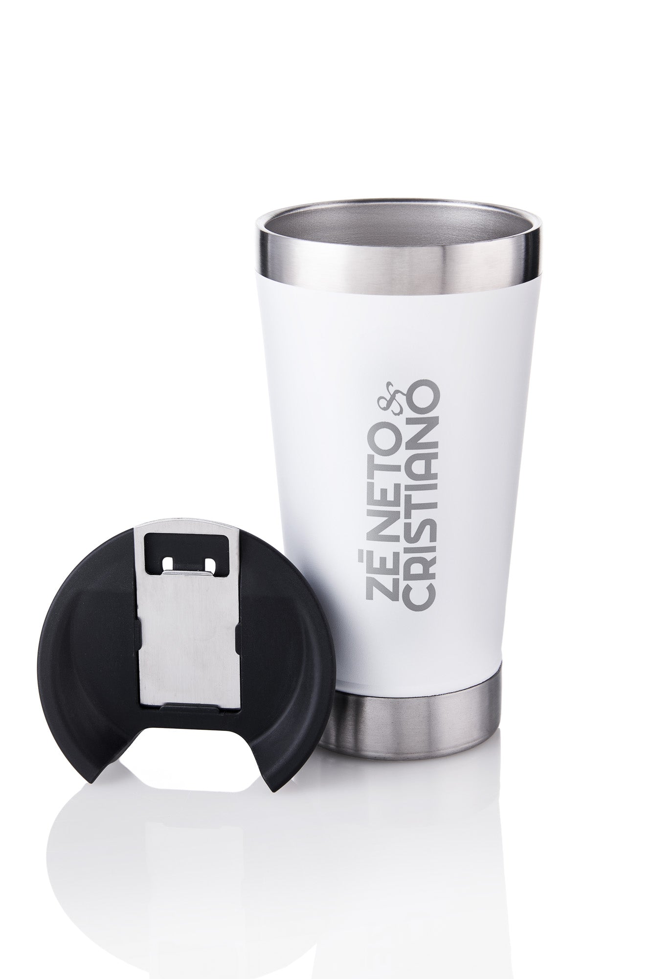 COPO TÉRMICO 500ML COM TAMPA E ABRIDOR - COR BRANCO