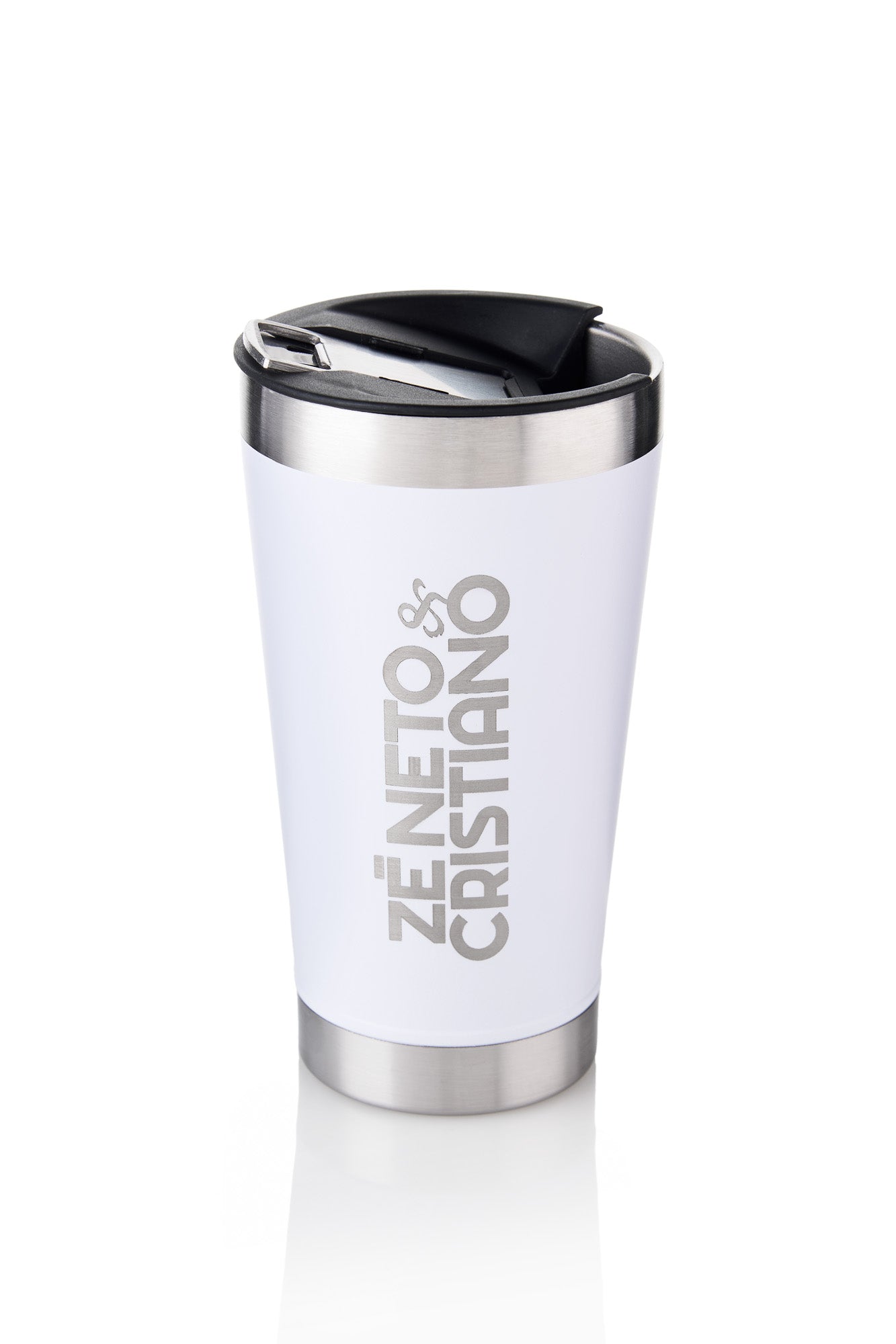 COPO TÉRMICO 500ML COM TAMPA E ABRIDOR - COR BRANCO