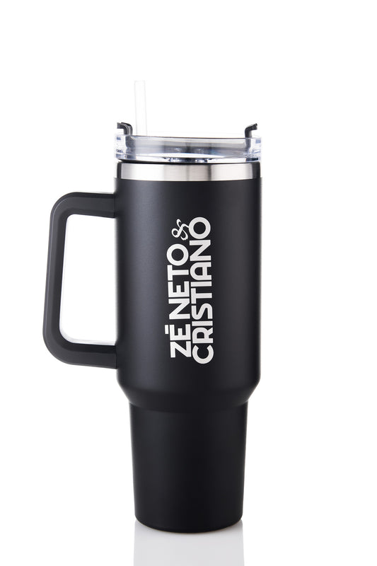 CANECA TÉRMICA 1.2LT - COM TAMPA E CANUDO - COR PRETO