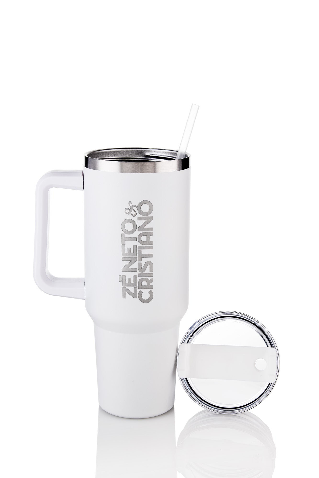 CANECA TÉRMICA 1.2LT - COM TAMPA E CANUDO - COR BRANCO