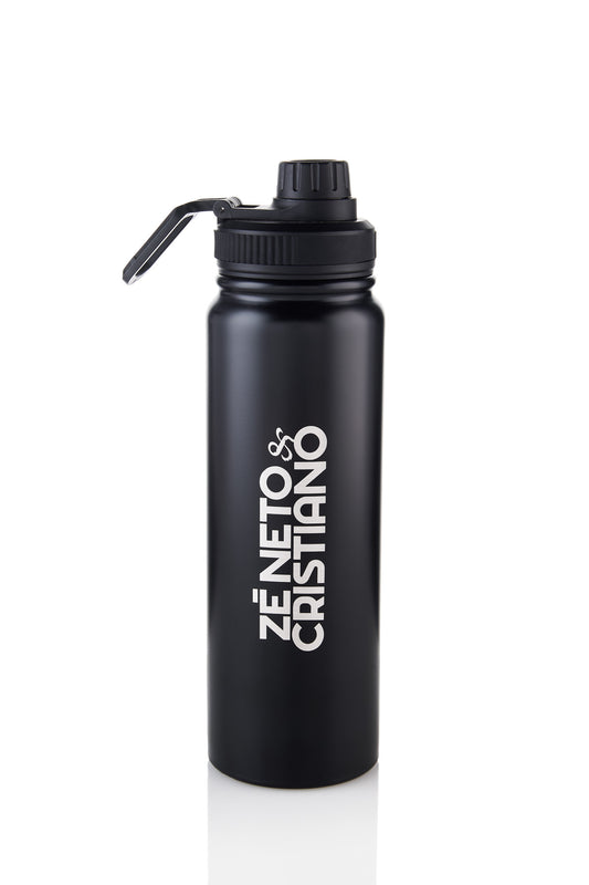 GARRAFA TÉRMICA INOX 570ML - COM TAMPA ROSQUEÁVEL -  COR PRETO